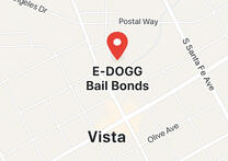 Map to E-DOGG Bail Bonds Office in Vista, CA